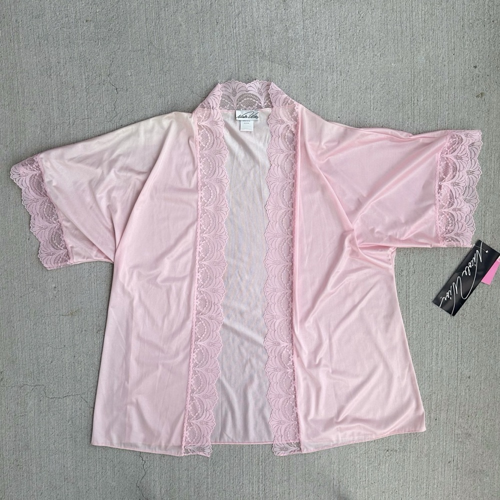 vintage pink satin and lace robe